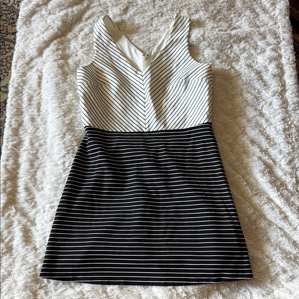 Loft Black and White Striped Dress